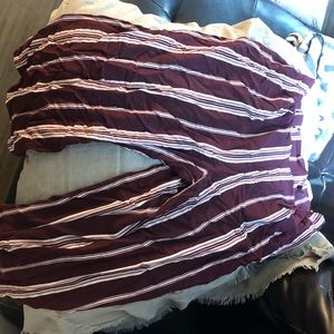 Red and white Capri high wasted work float pants